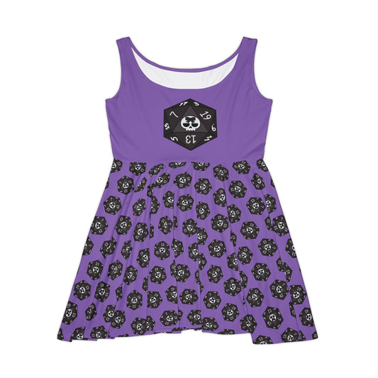 Black D20 Skull Pattern Skater Dress
