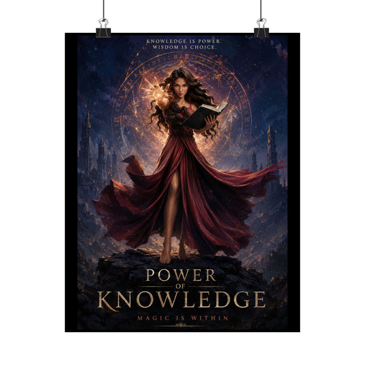 Power of Knowledge Matte Poster — Fantasy Sorceress Magic Art Print