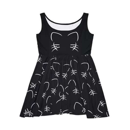 Black Cat Face dress | Cat Whiskers Pattern