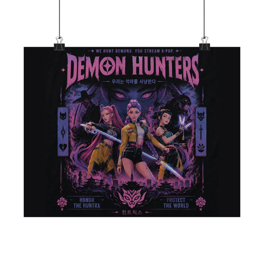 Demon Hunters poster | Matte Horizontal Poster, Anime Style Dark Fantasy Art