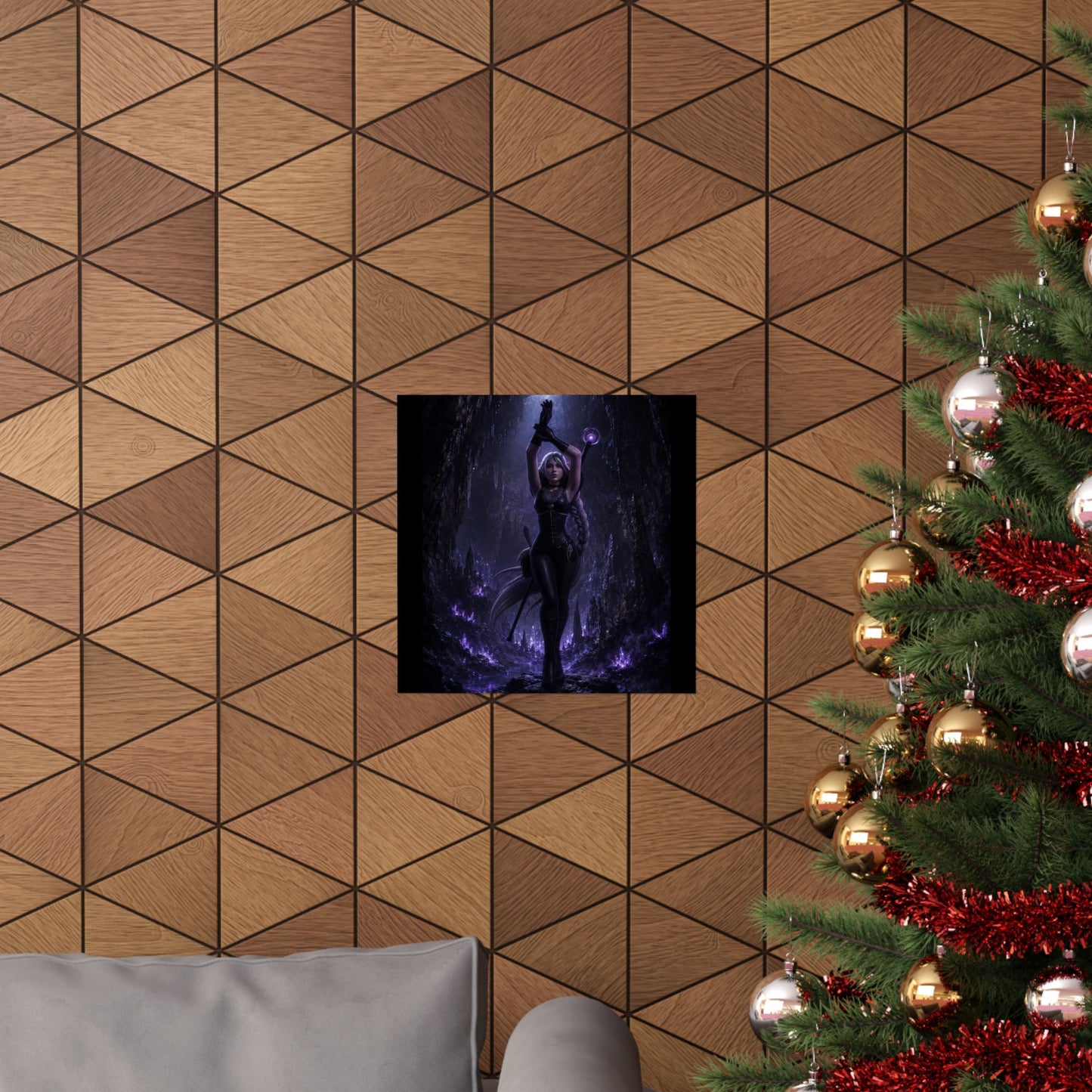 Dark Sorceress Matte Poster — Gothic Fantasy Vertical Wall Art (Purple Magic)