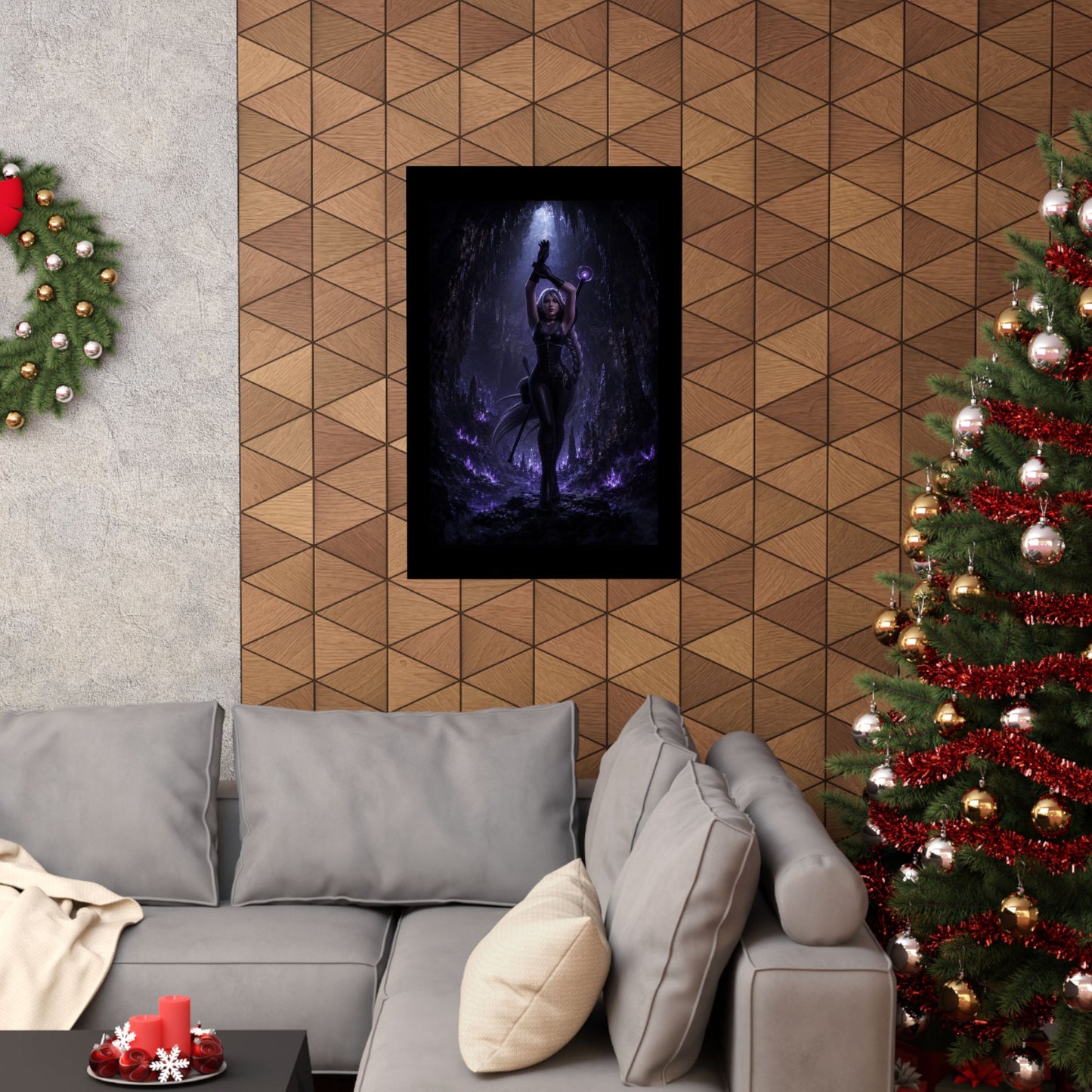 Dark Sorceress Matte Poster — Gothic Fantasy Vertical Wall Art (Purple Magic)