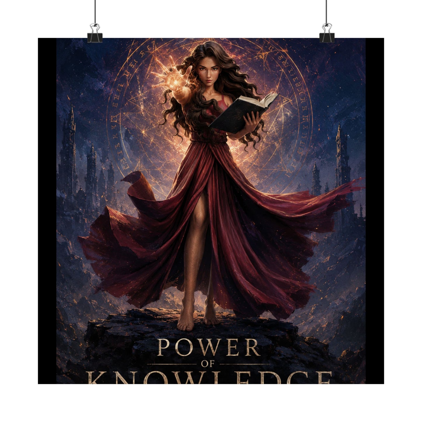 Power of Knowledge Matte Poster — Fantasy Sorceress Magic Art Print