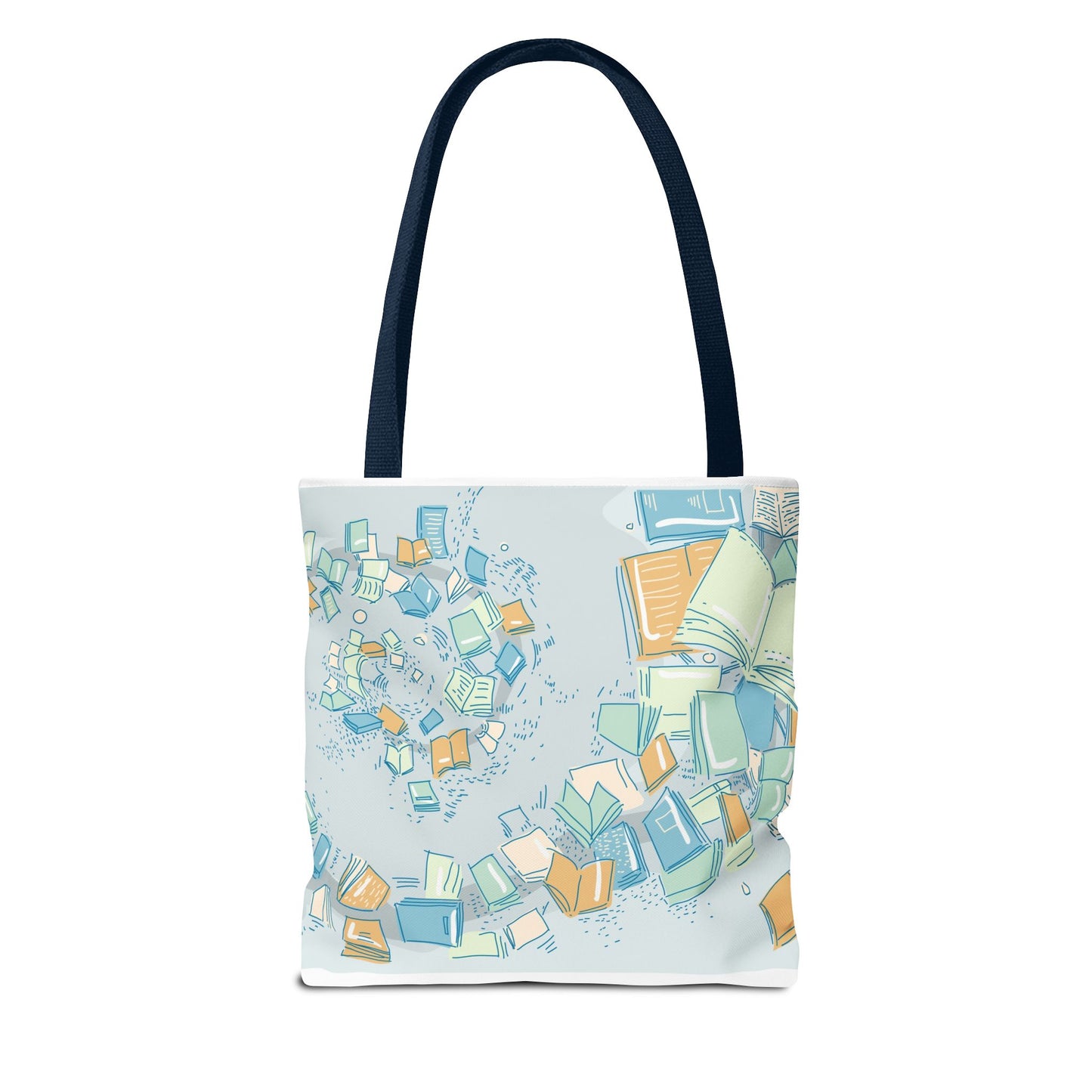 Floating Books Illustration Tote Bag | Booklover Library Pattern