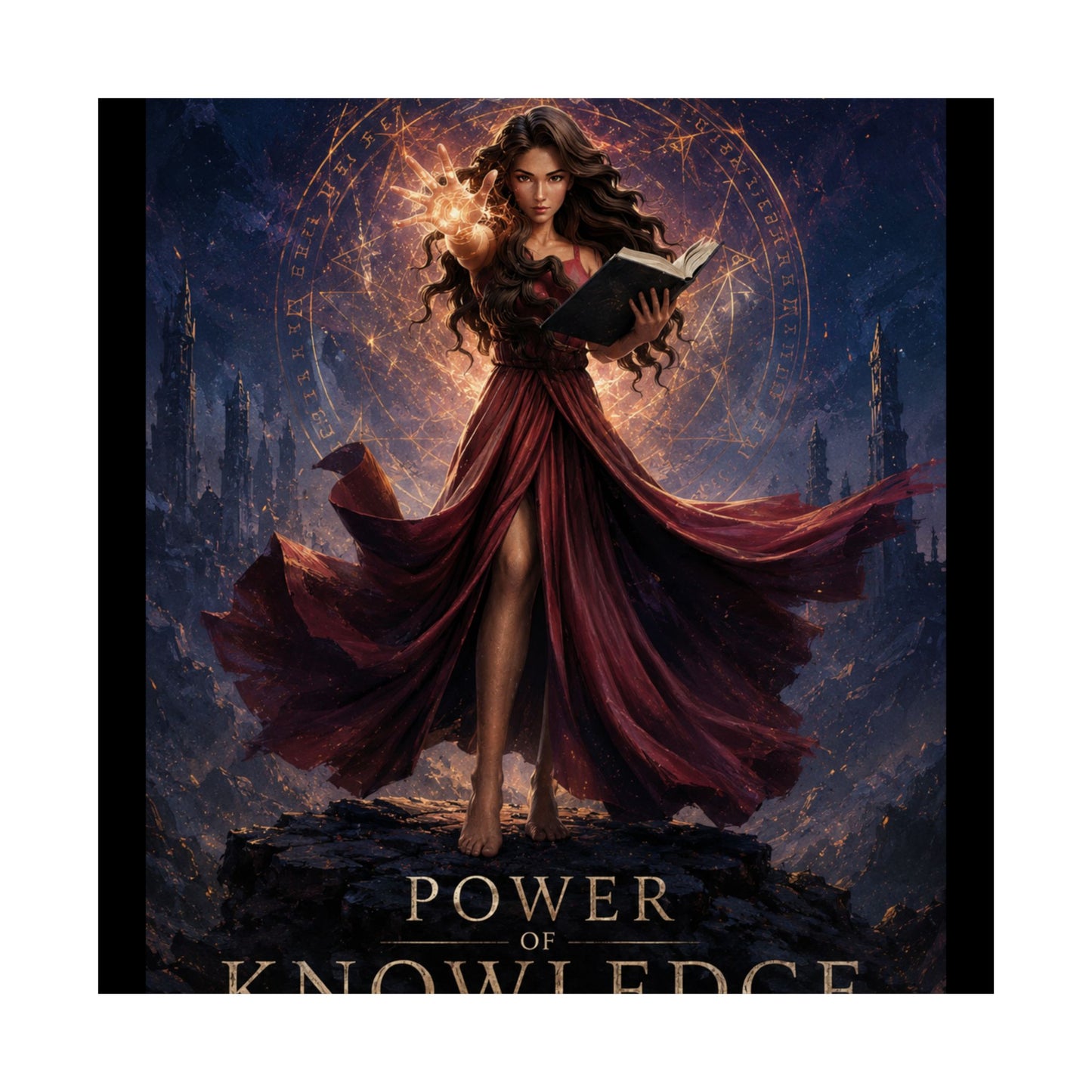 Power of Knowledge Matte Poster — Fantasy Sorceress Magic Art Print