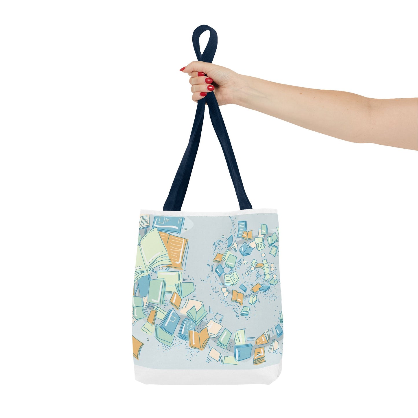 Floating Books Illustration Tote Bag | Booklover Library Pattern