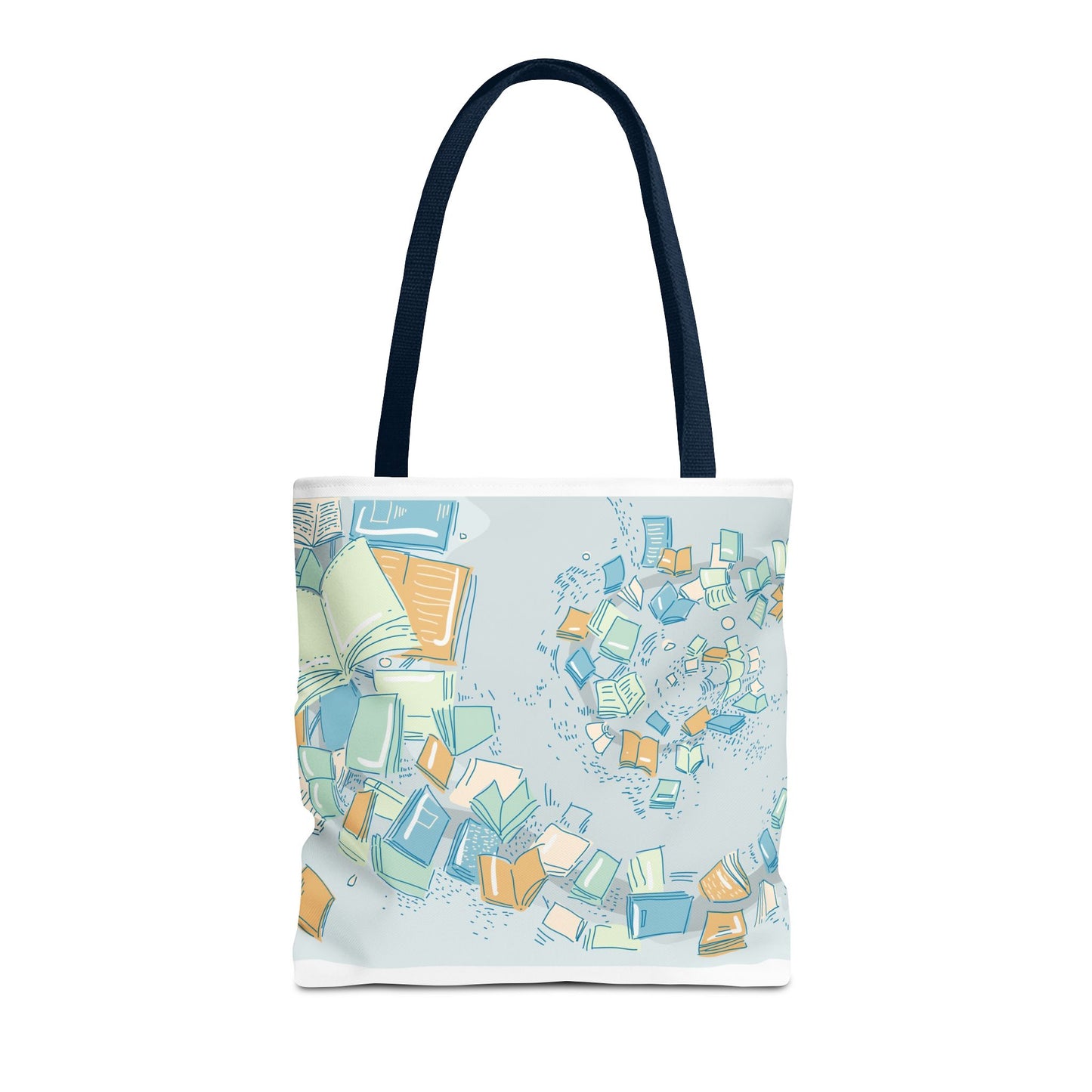 Floating Books Illustration Tote Bag | Booklover Library Pattern