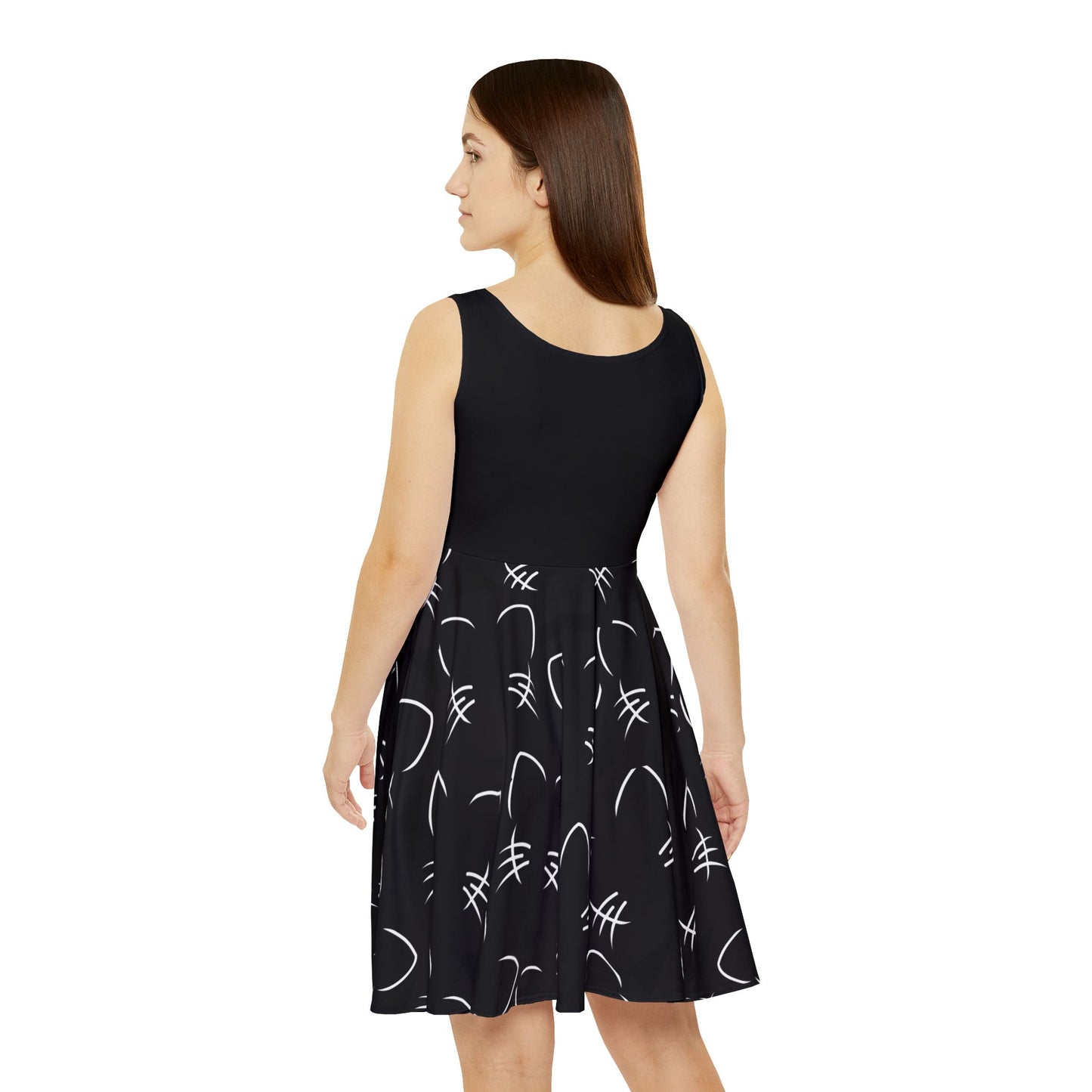 Black Cat Face dress | Cat Whiskers Pattern