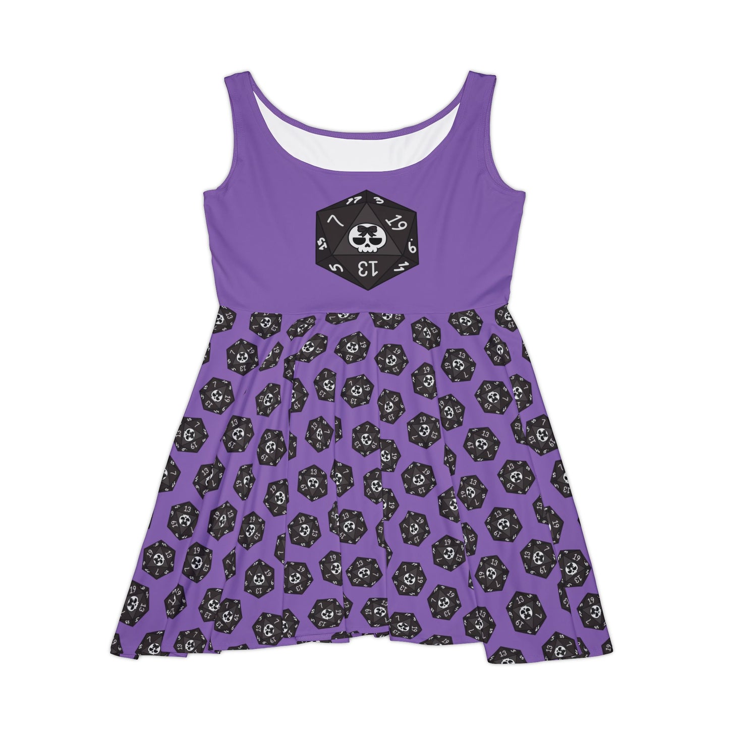 Black D20 Skull Pattern Skater Dress