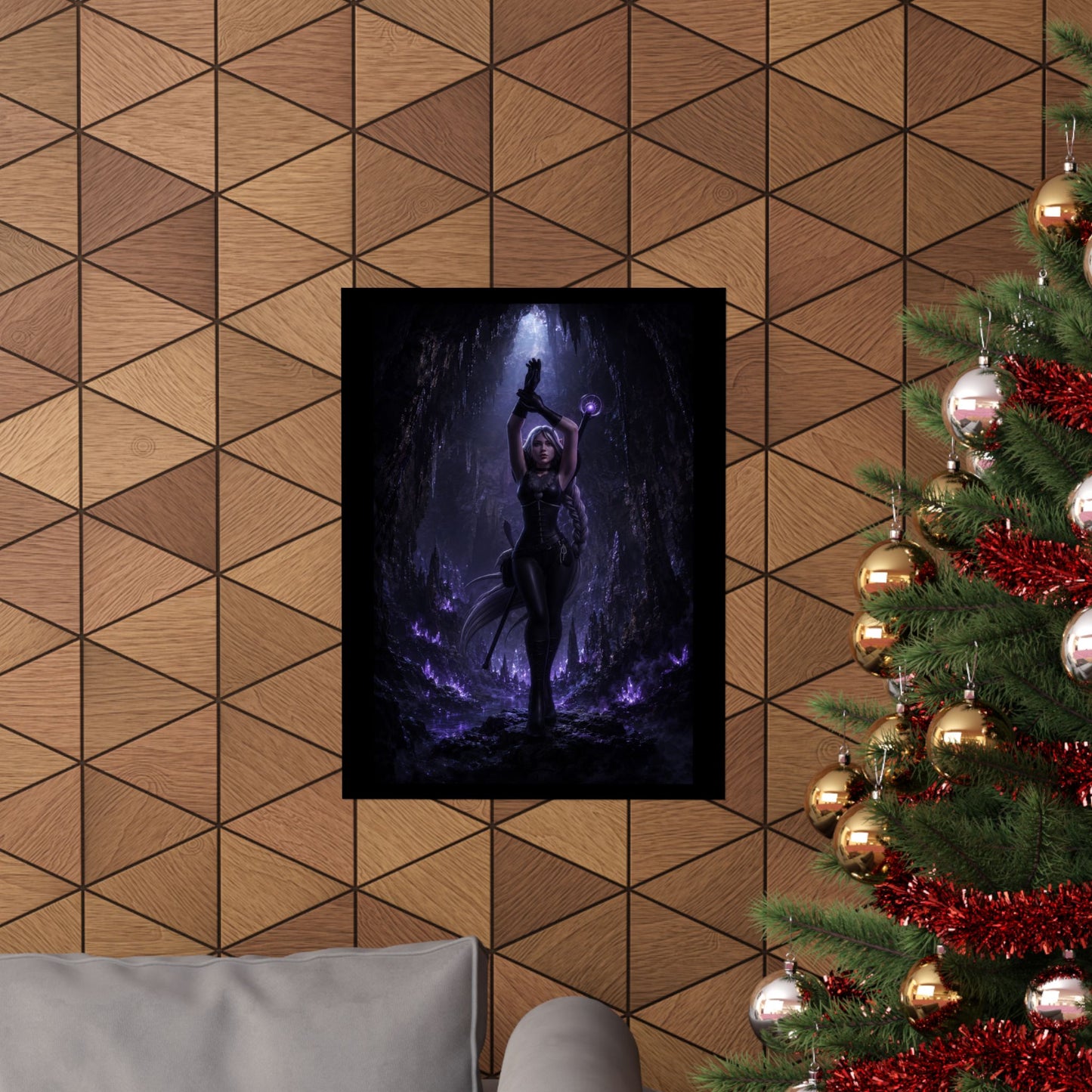 Dark Sorceress Matte Poster — Gothic Fantasy Vertical Wall Art (Purple Magic)