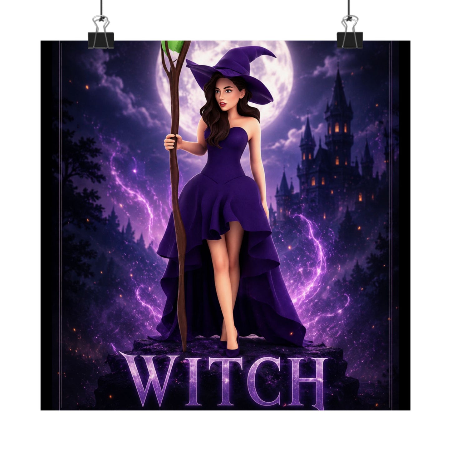 Purple Witch Poster Matte Vertical Poster | Witch Illustration, Moonlit Magic