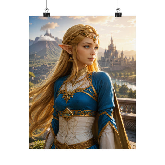 Fantasy Elf Princess Matte Poster, Medieval Castle Wall Art, LOZ