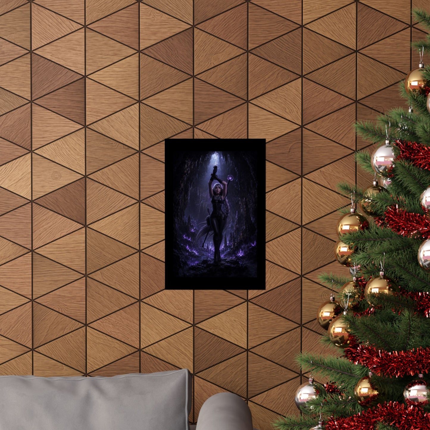 Dark Sorceress Matte Poster — Gothic Fantasy Vertical Wall Art (Purple Magic)