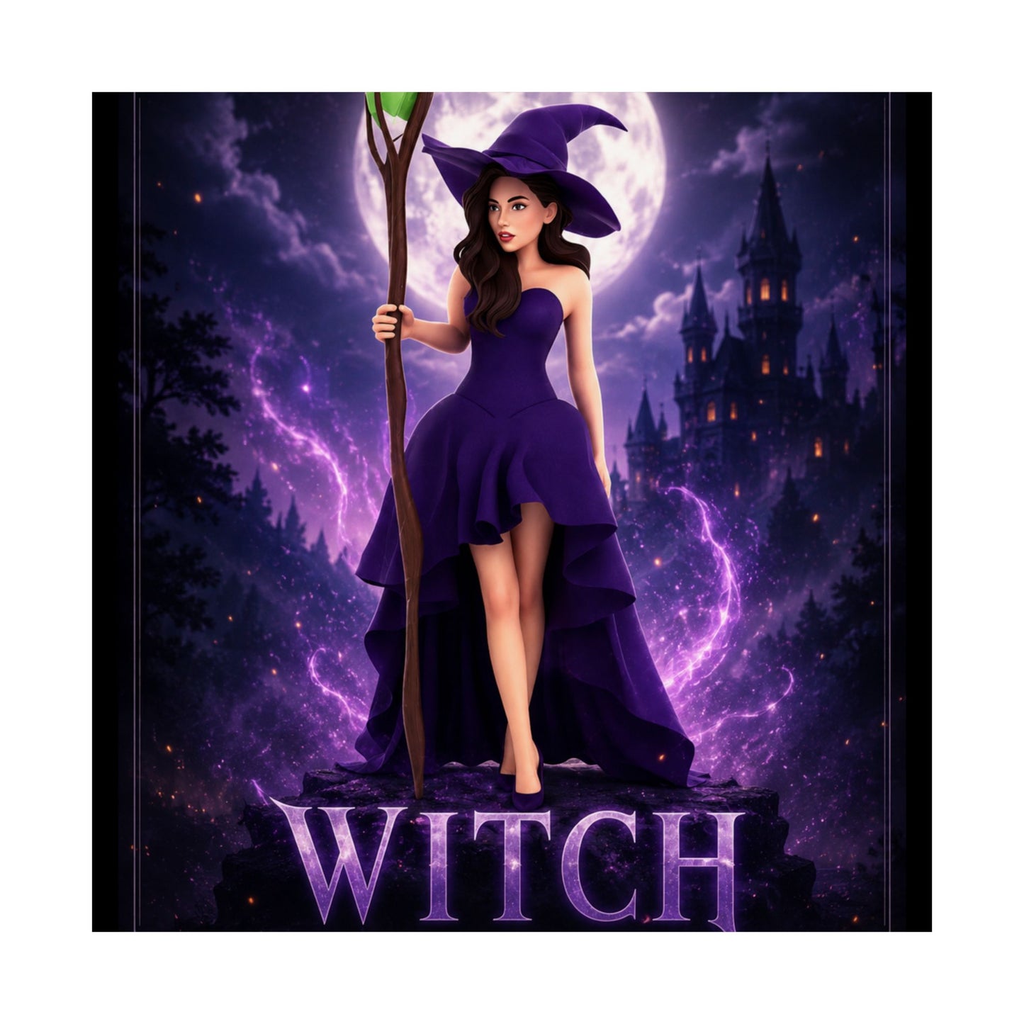 Purple Witch Poster Matte Vertical Poster | Witch Illustration, Moonlit Magic