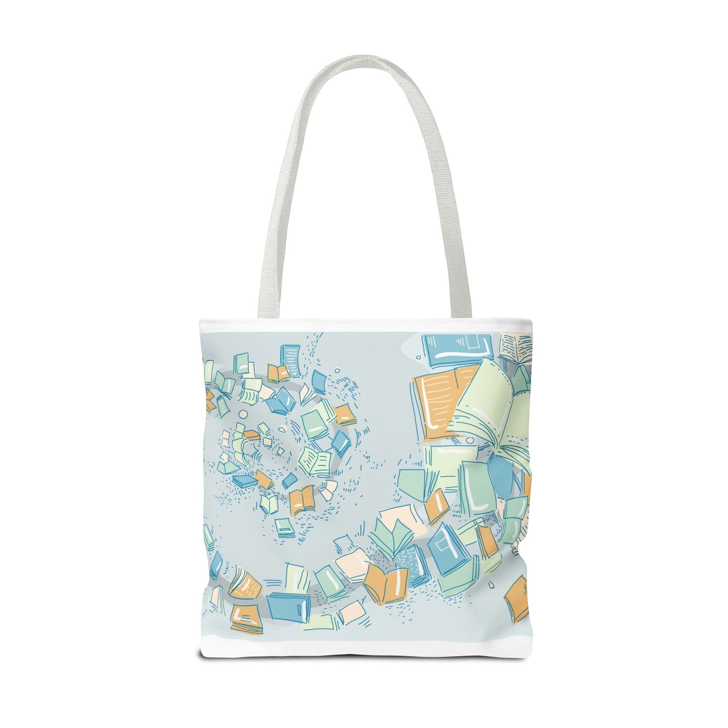Floating Books Illustration Tote Bag | Booklover Library Pattern