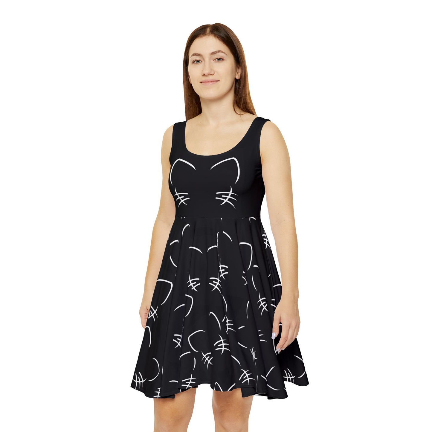 Black Cat Face dress | Cat Whiskers Pattern