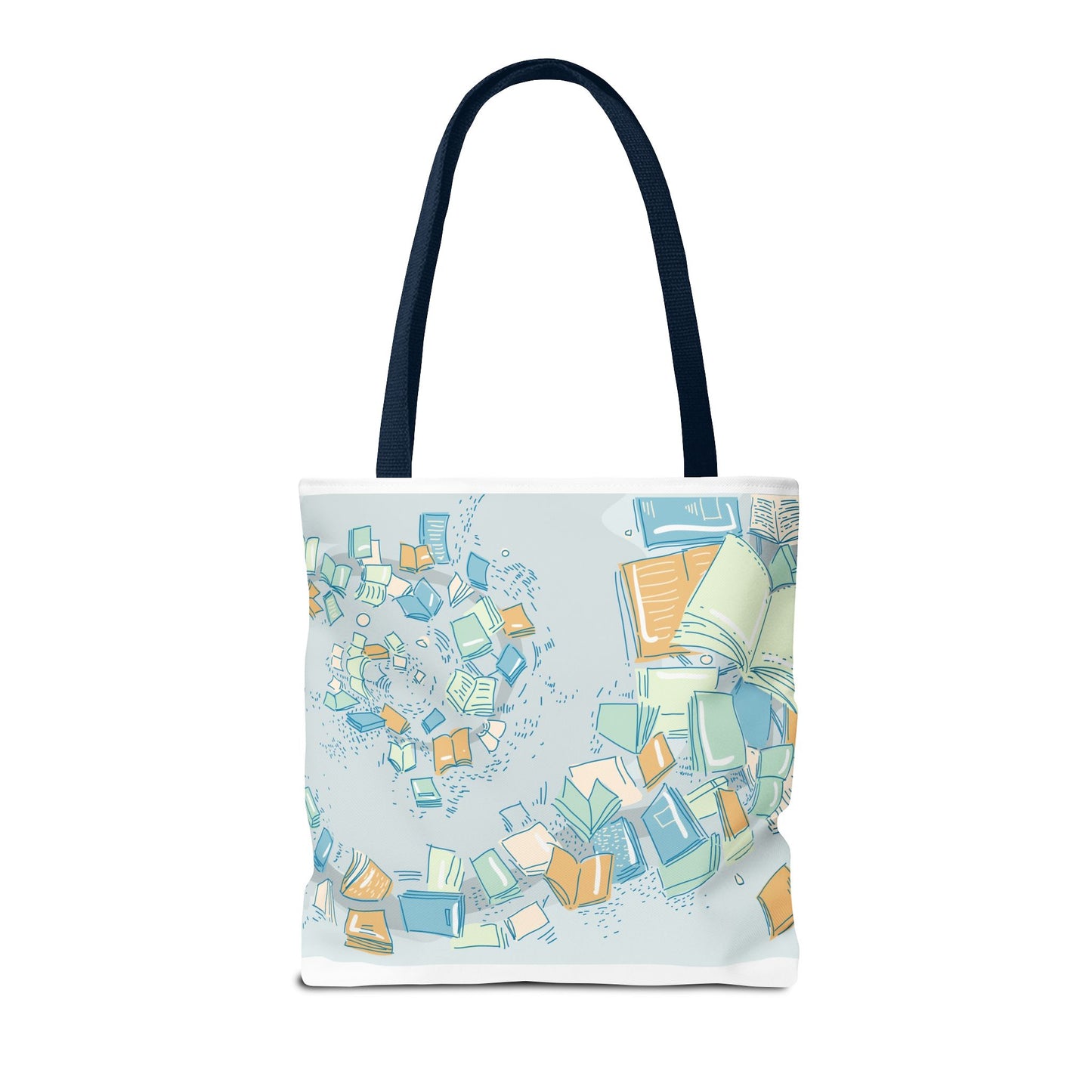 Floating Books Illustration Tote Bag | Booklover Library Pattern