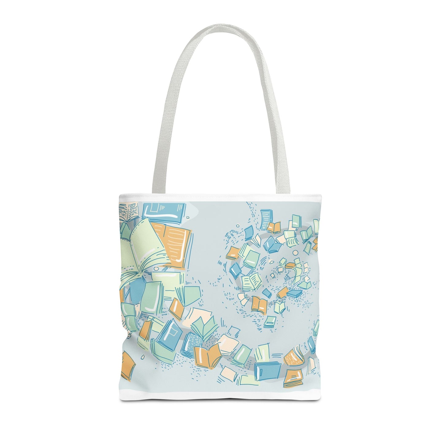 Floating Books Illustration Tote Bag | Booklover Library Pattern