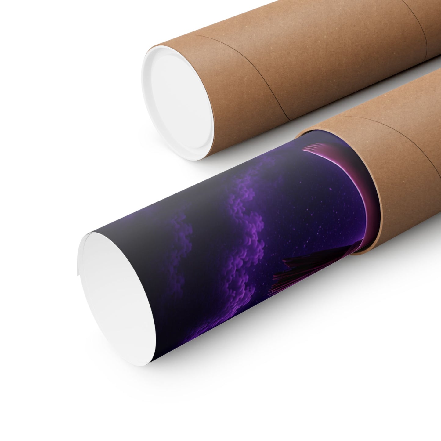 Purple Witch on Broom Poster | Matte Vertical Poster, Moonlit Cat & Raven