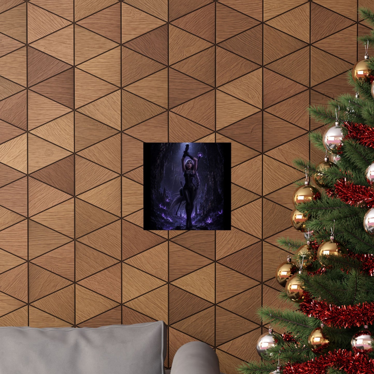 Dark Sorceress Matte Poster — Gothic Fantasy Vertical Wall Art (Purple Magic)