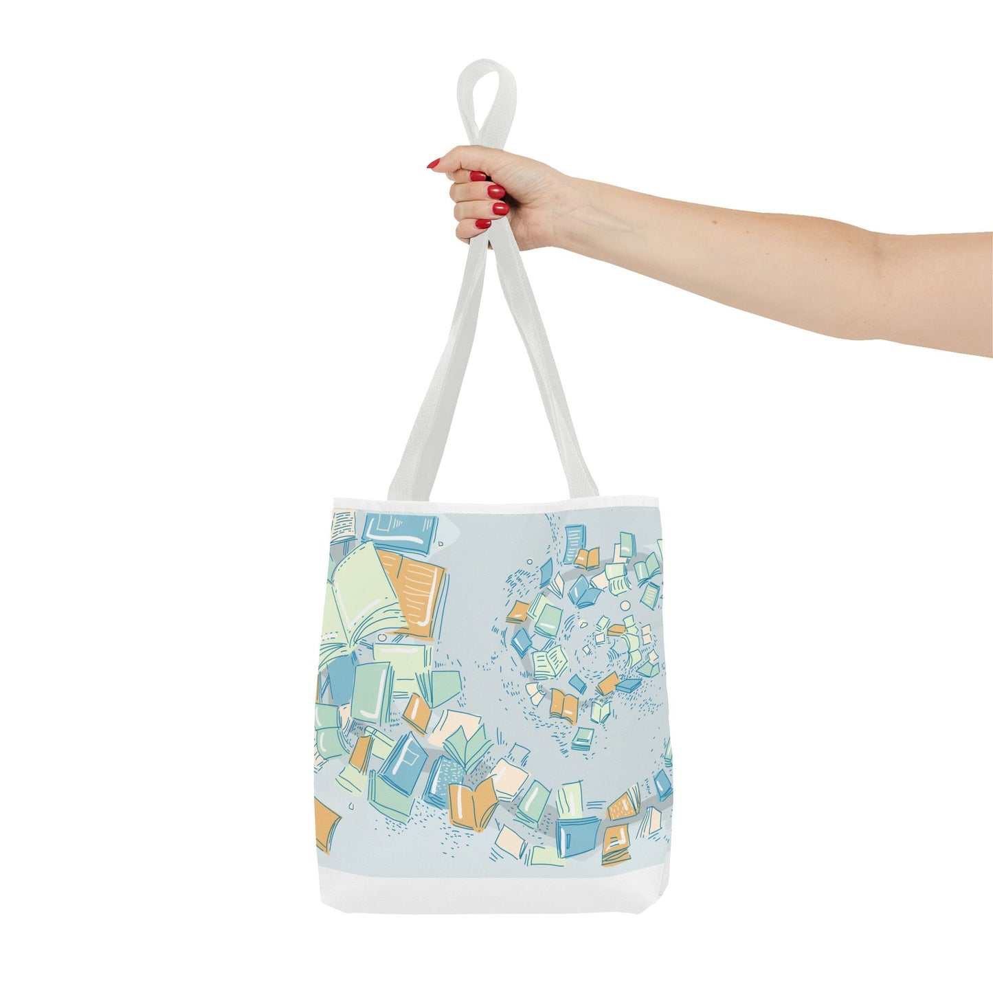 Floating Books Illustration Tote Bag | Booklover Library Pattern