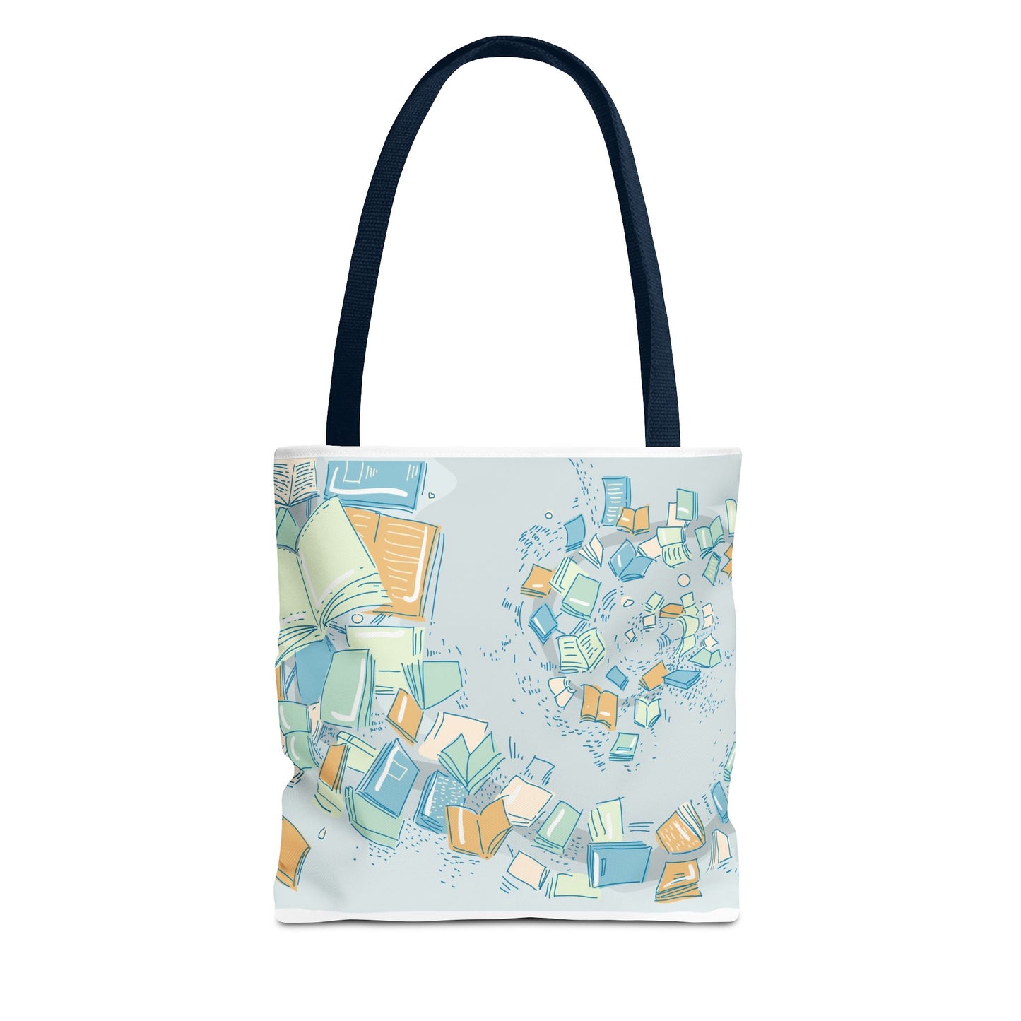 Floating Books Illustration Tote Bag | Booklover Library Pattern