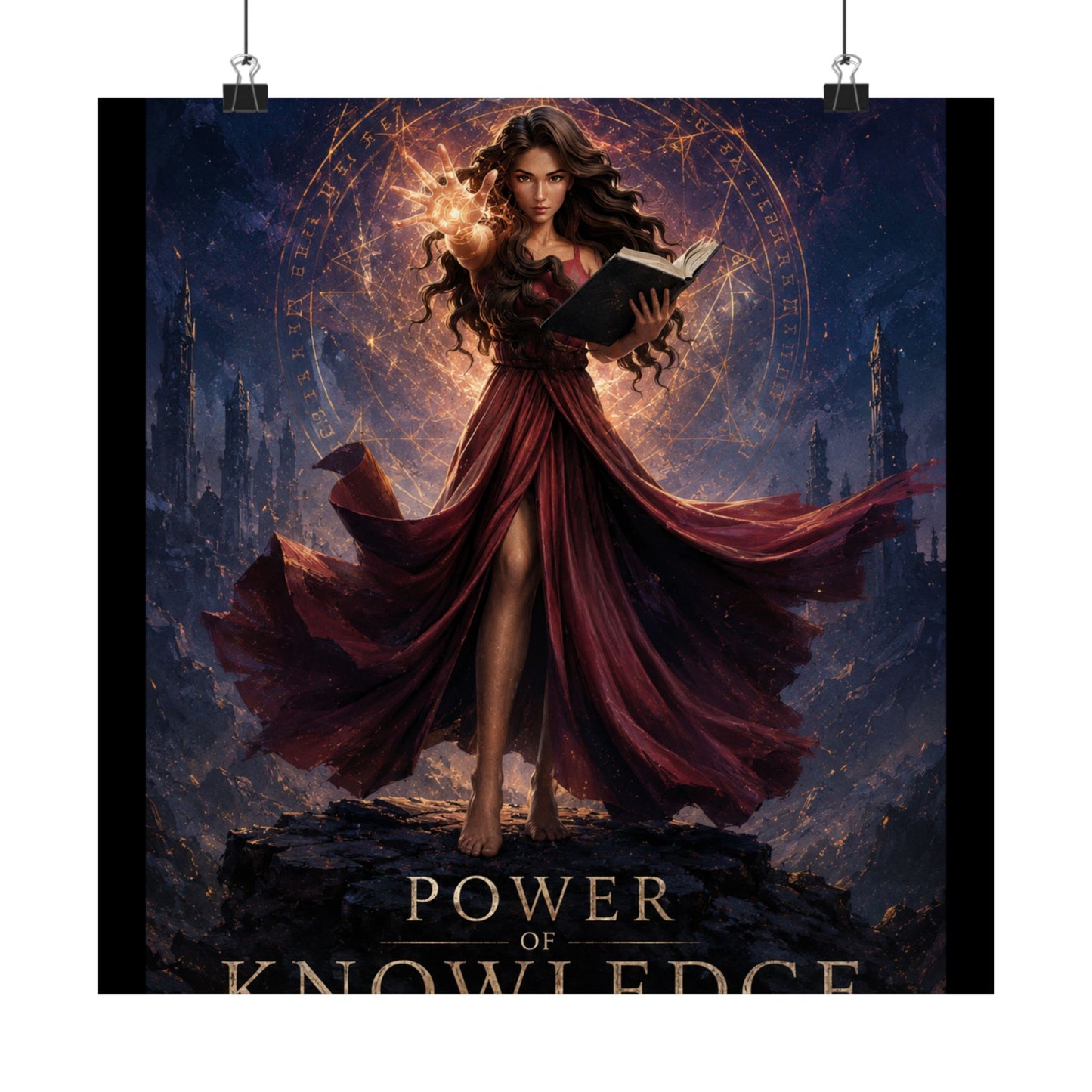 Power of Knowledge Matte Poster — Fantasy Sorceress Magic Art Print