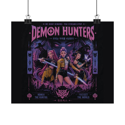 Demon Hunters poster | Matte Horizontal Poster, Anime Style Dark Fantasy Art