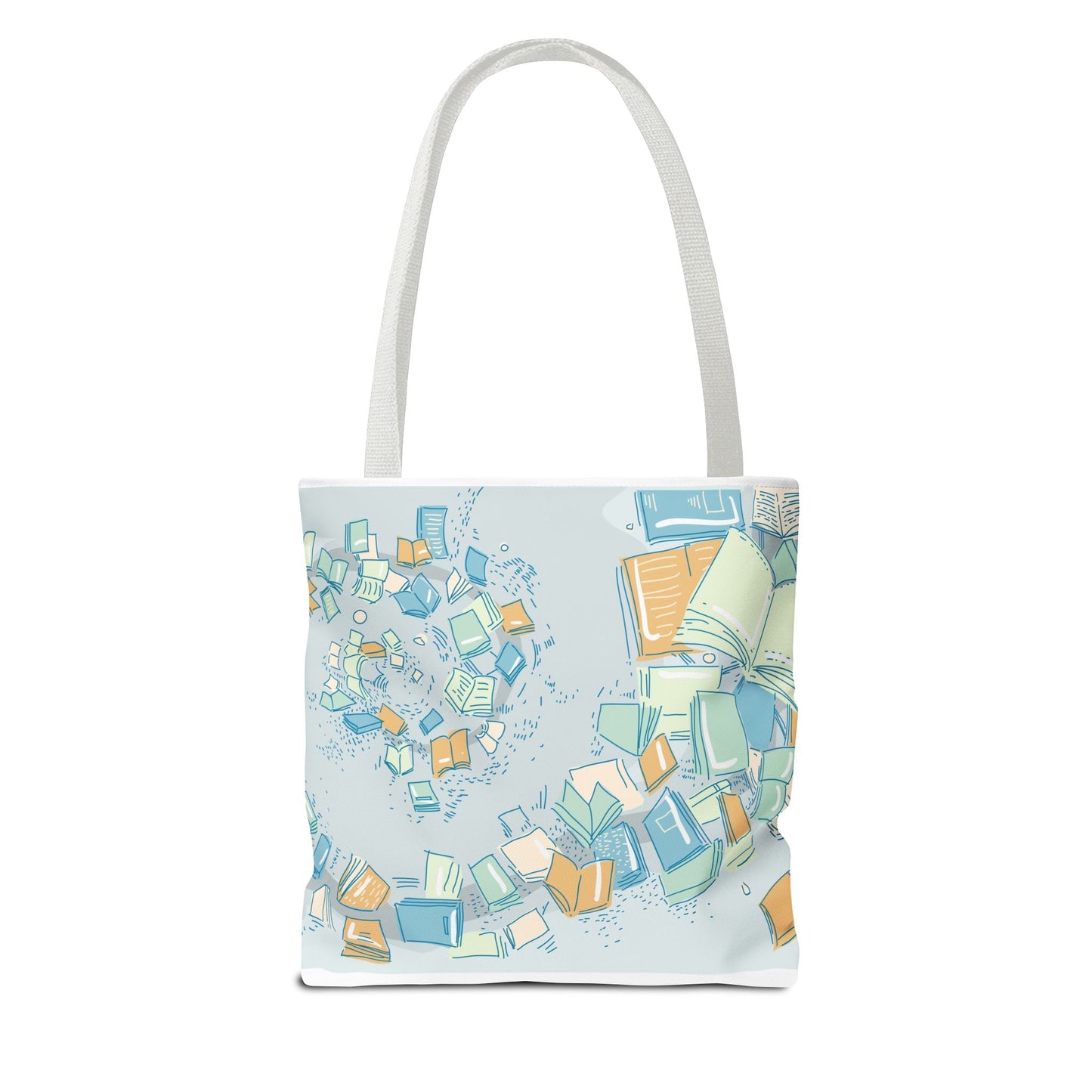 Floating Books Illustration Tote Bag | Booklover Library Pattern