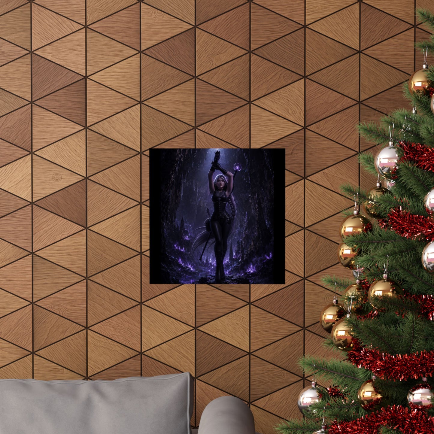 Dark Sorceress Matte Poster — Gothic Fantasy Vertical Wall Art (Purple Magic)