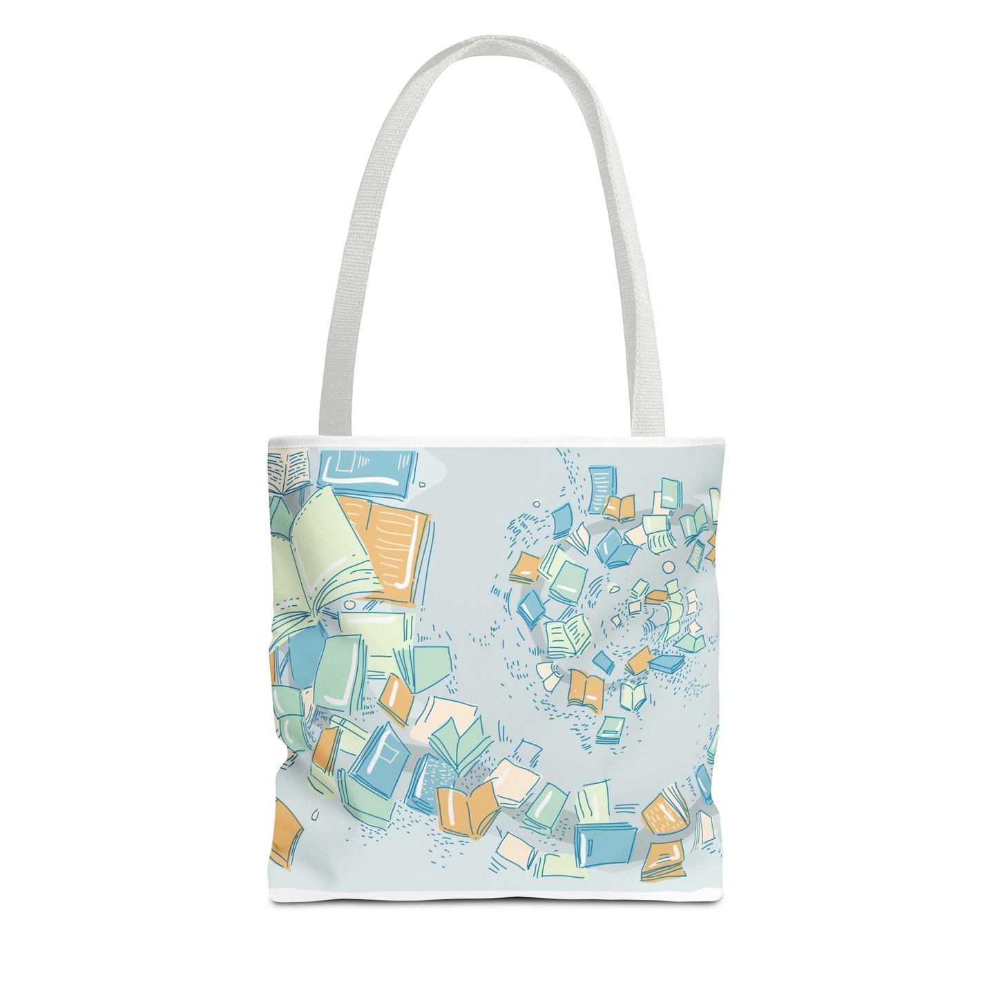 Floating Books Illustration Tote Bag | Booklover Library Pattern