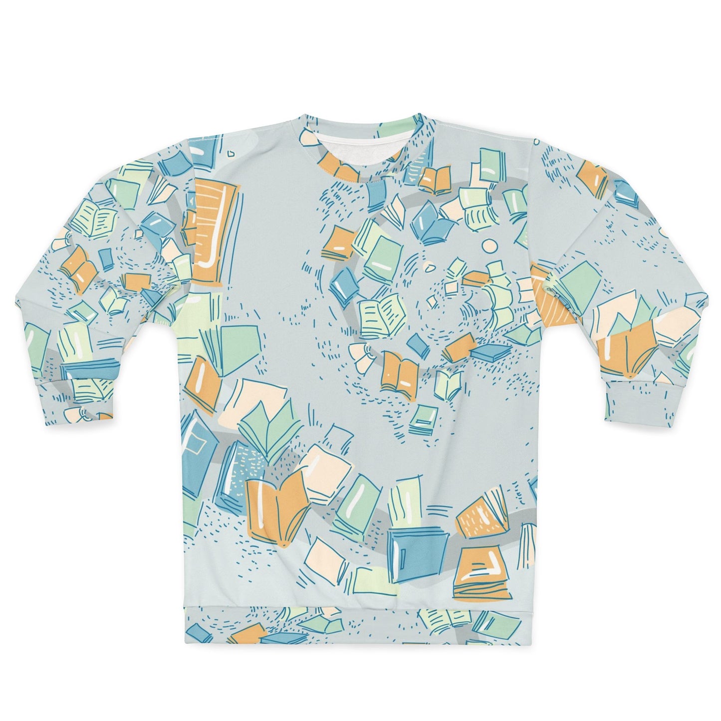 Floating Books Pattern Sweater | All-Over Print Sweatshirt