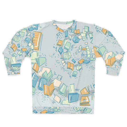 Floating Books Pattern Sweater | All-Over Print Sweatshirt