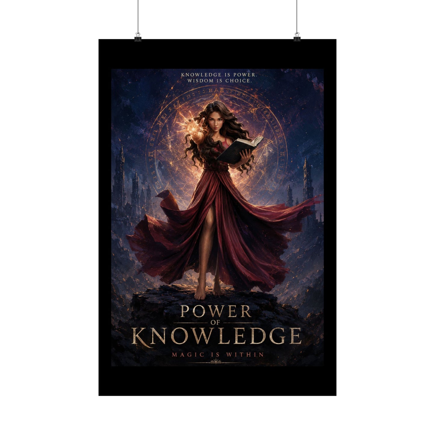 Power of Knowledge Matte Poster — Fantasy Sorceress Magic Art Print