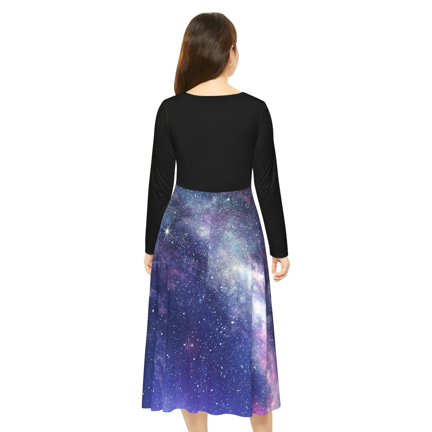Galaxy Nebula Long Sleeve Dance Dress | Cosmic Skirt