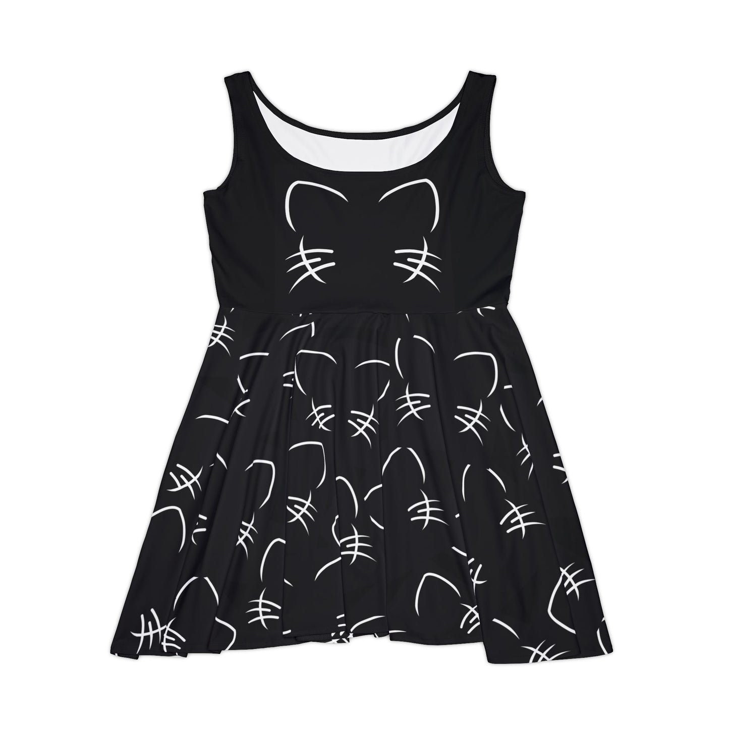 Black Cat Face dress | Cat Whiskers Pattern