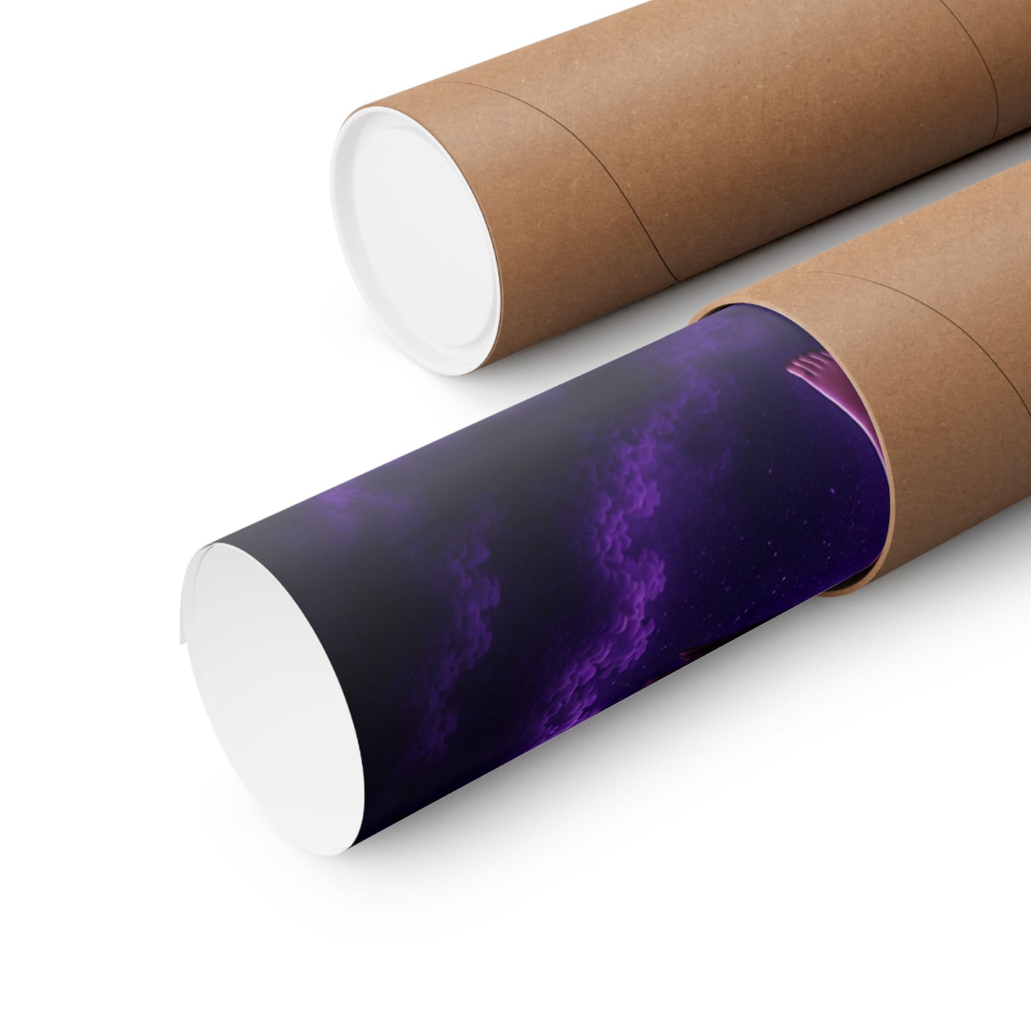 Purple Witch on Broom Poster | Matte Vertical Poster, Moonlit Cat & Raven