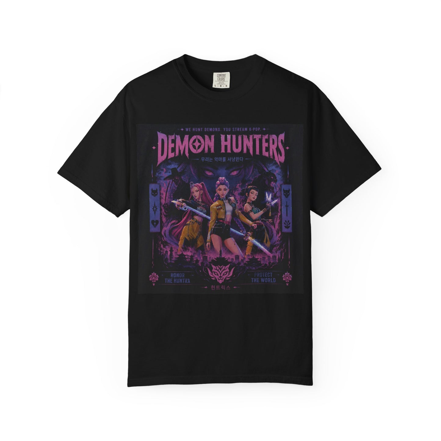 Demon Hunters poster art T-Shirt | Retro anime style, purple neon