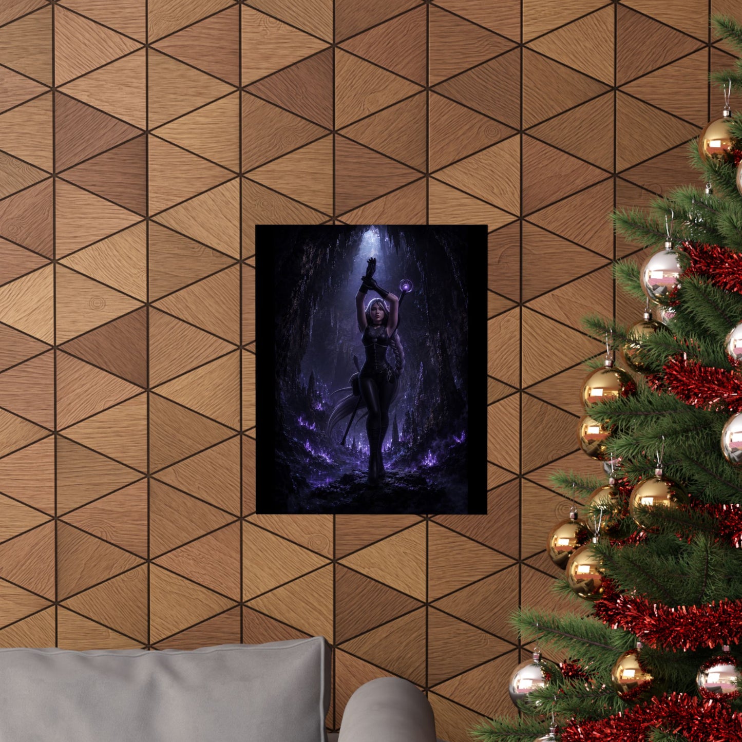 Dark Sorceress Matte Poster — Gothic Fantasy Vertical Wall Art (Purple Magic)