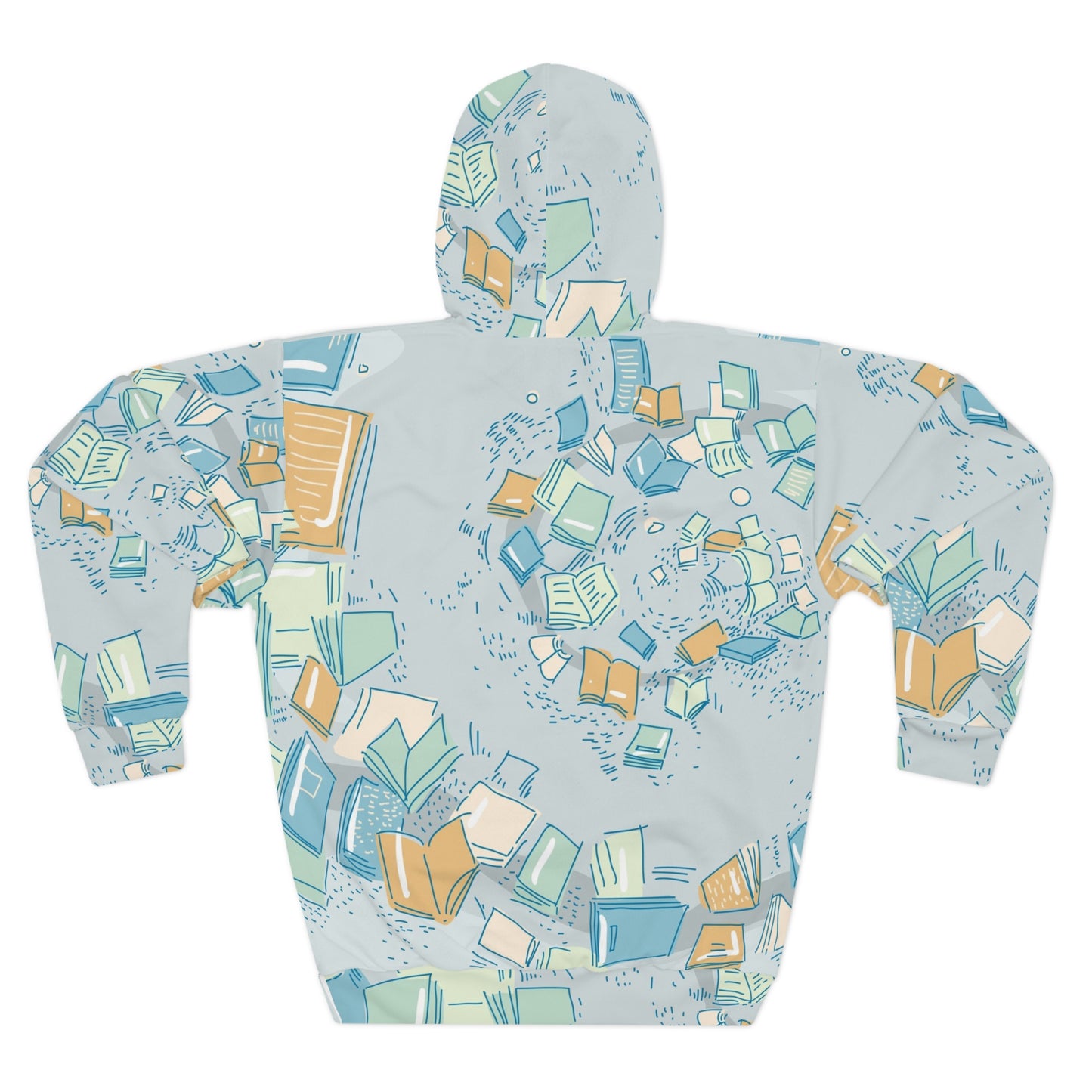 Floating Books Pattern Hoodie | All-Over Print Booklover Pullover