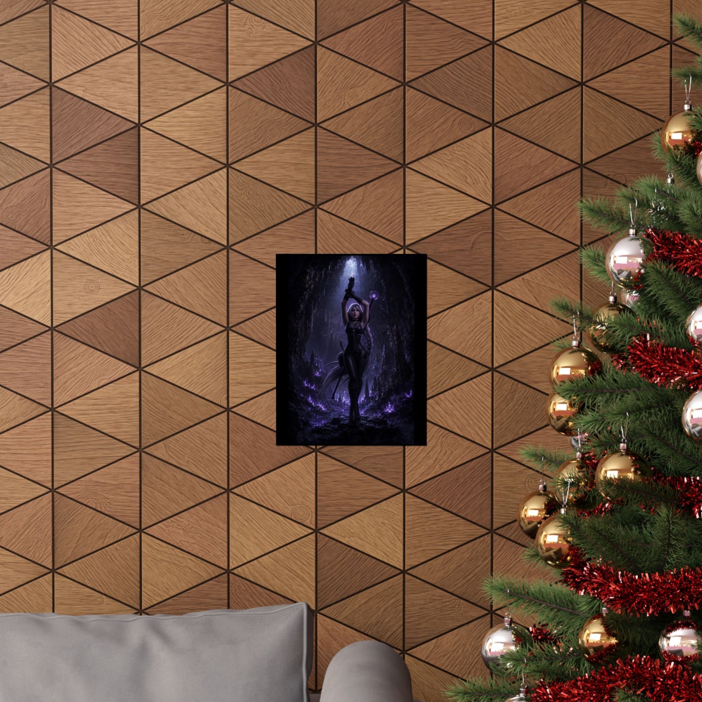 Dark Sorceress Matte Poster — Gothic Fantasy Vertical Wall Art (Purple Magic)