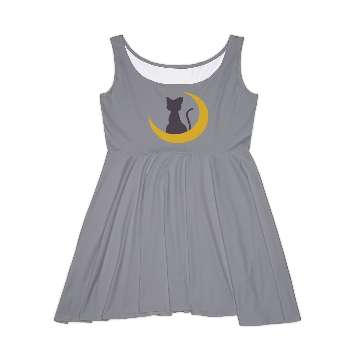 Cat on Crescent Moon Women's Skater Dress | Moon Cat Dress
