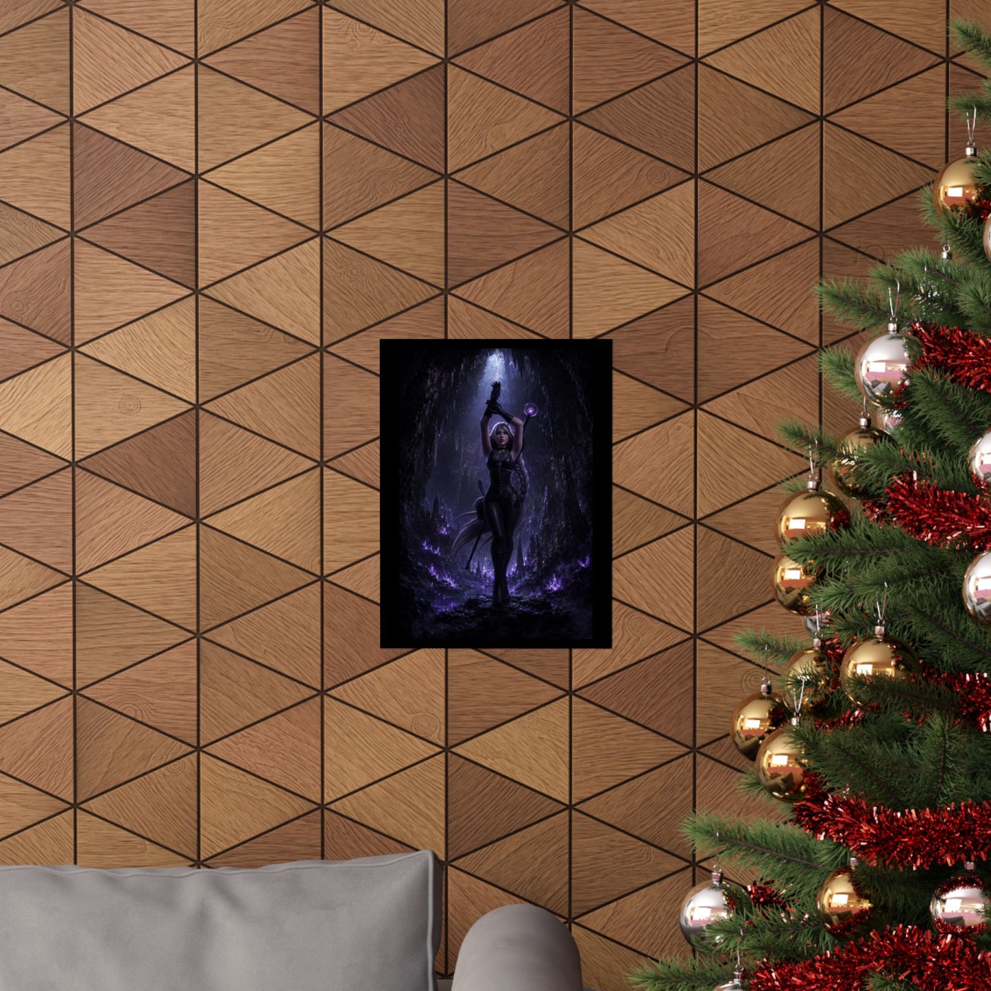 Dark Sorceress Matte Poster — Gothic Fantasy Vertical Wall Art (Purple Magic)