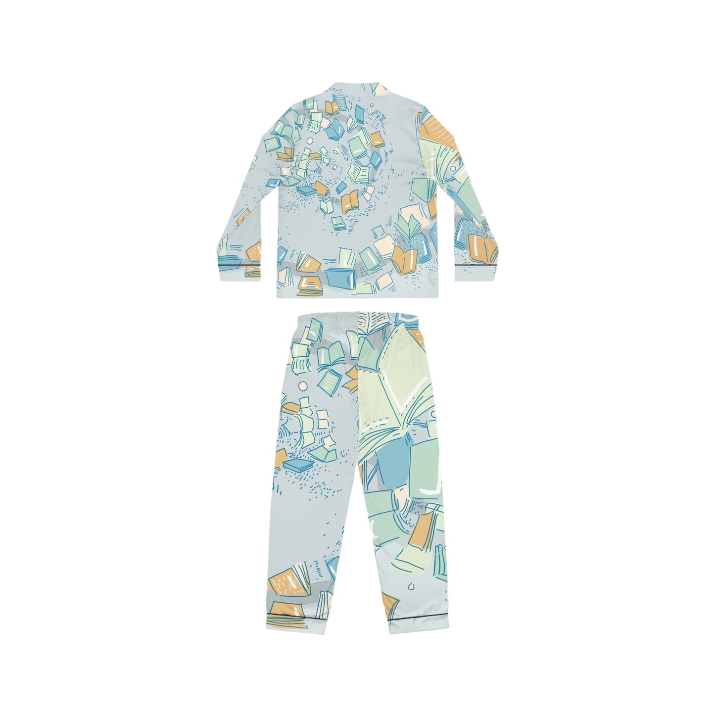 Pastel Book Pattern Pajama Set | Satin Pajamas