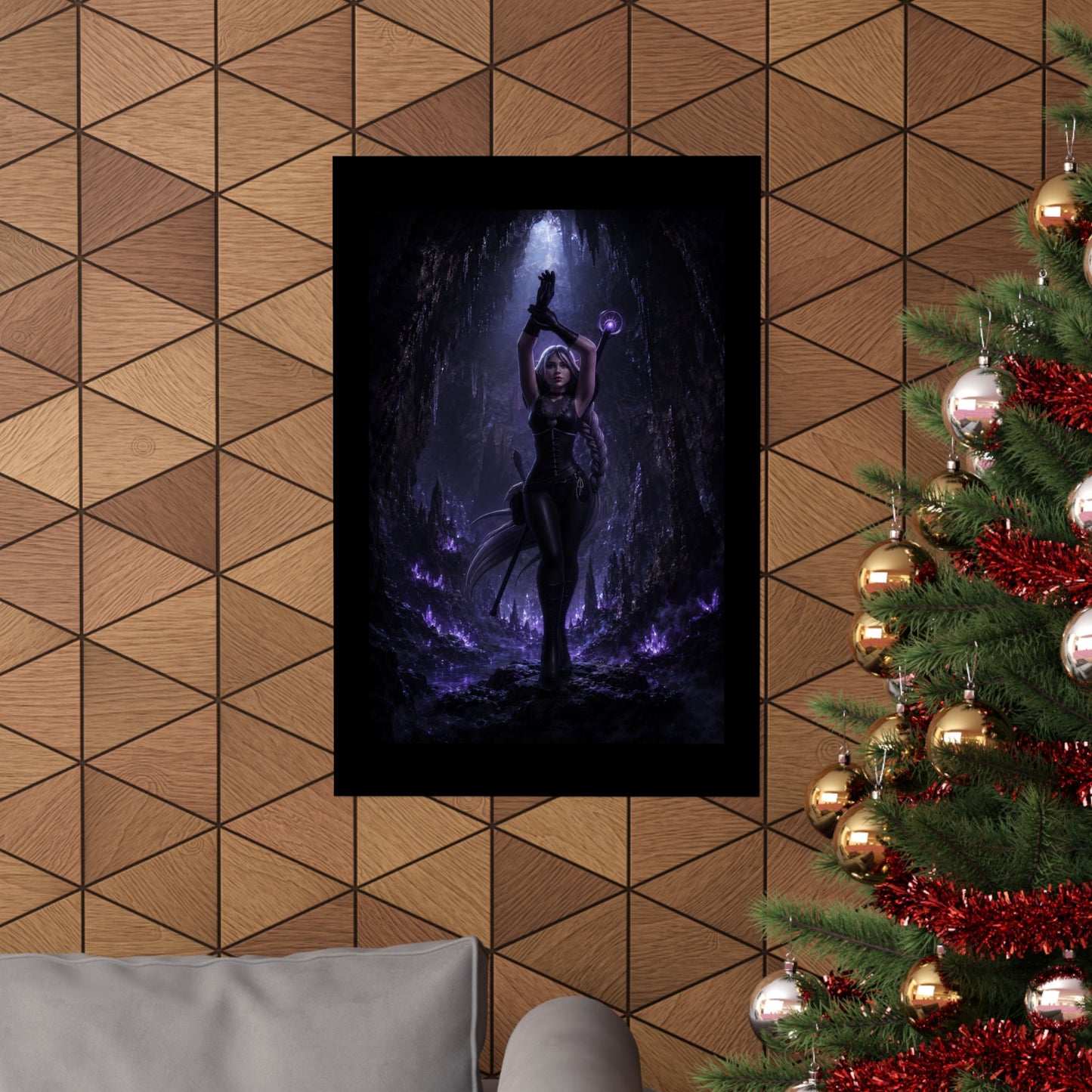 Dark Sorceress Matte Poster — Gothic Fantasy Vertical Wall Art (Purple Magic)