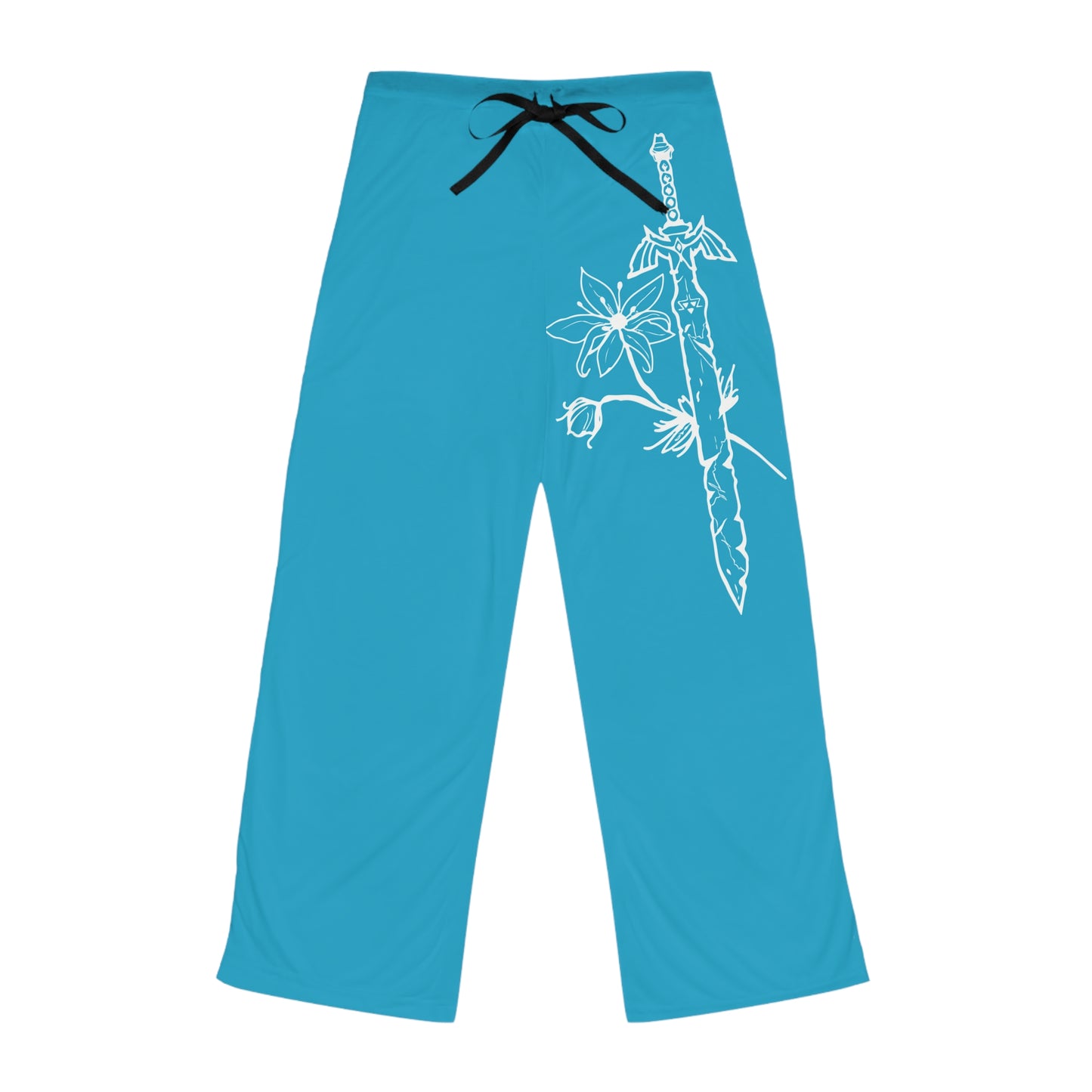 Floral Dagger Illustration Pajama Pants | Blue Wide-Leg Loungewear