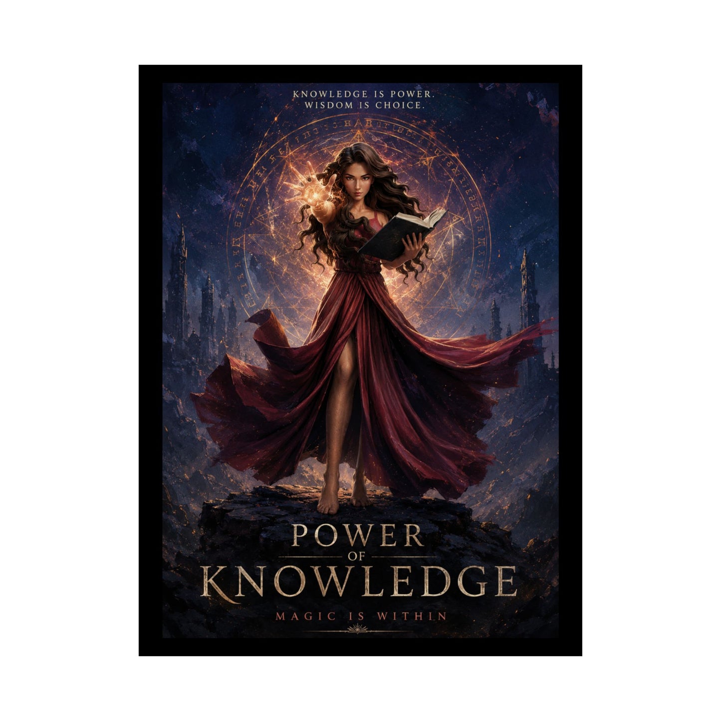 Power of Knowledge Matte Poster — Fantasy Sorceress Magic Art Print