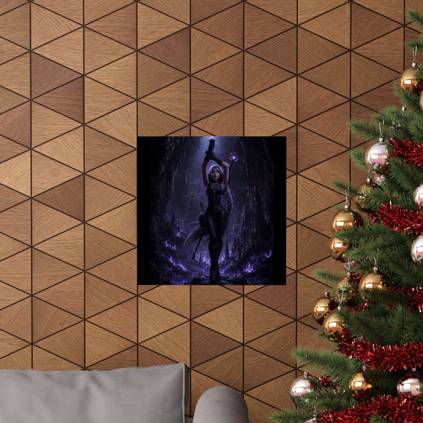 Dark Sorceress Matte Poster — Gothic Fantasy Vertical Wall Art (Purple Magic)