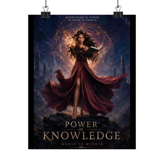 Power of Knowledge Matte Poster — Fantasy Sorceress Magic Art Print